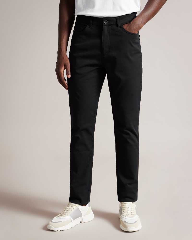 Black Ted Baker Mansurt Slim Fit Twill Trousers | US0001174