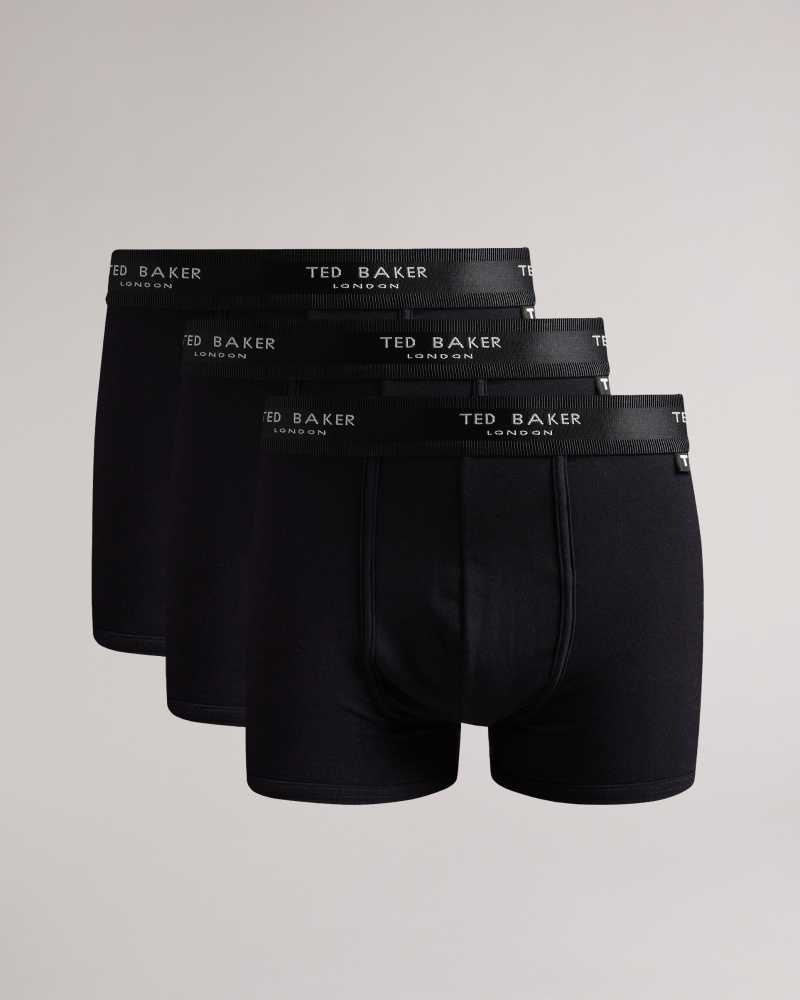 Black Ted Baker Marcc Three Pack Of Cotton Trunks | US0001215