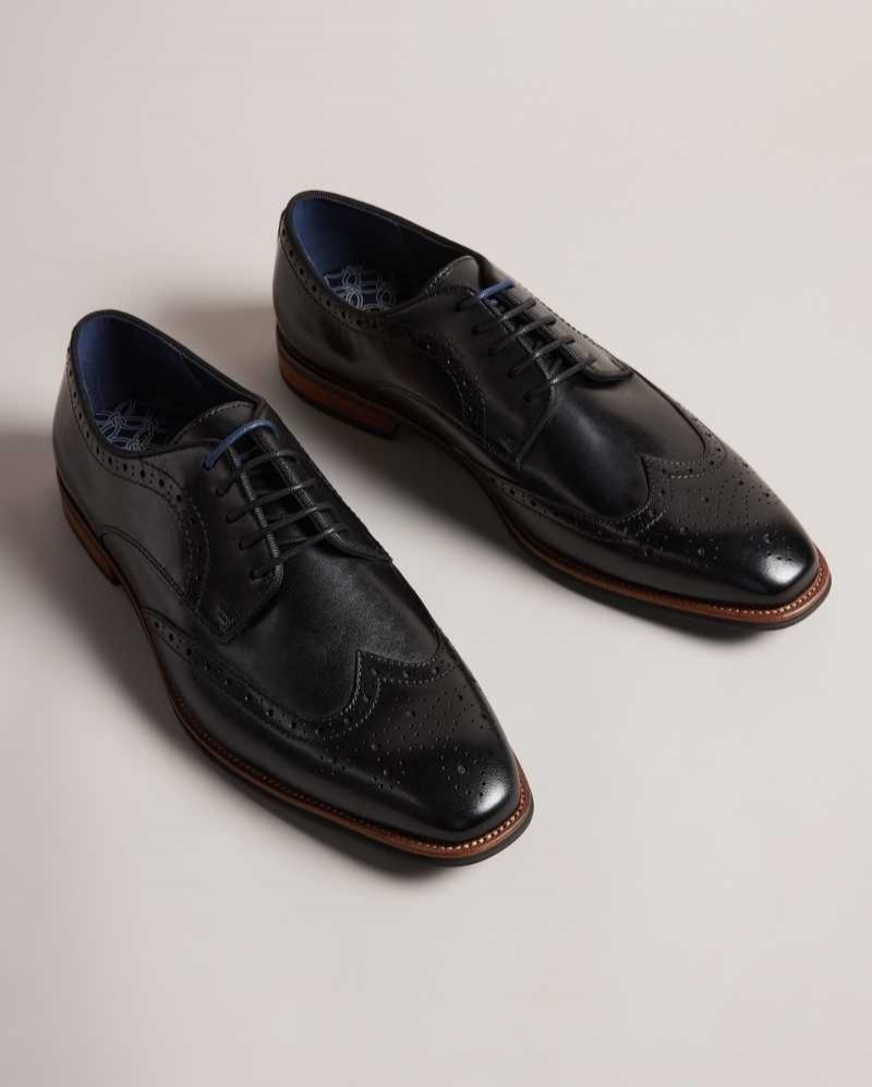 Black Ted Baker Markuse Brogue Detail Derby Shoes | US0002090