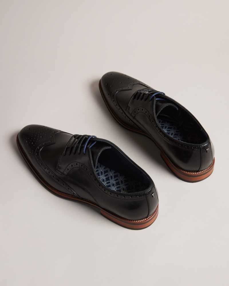 Black Ted Baker Markuse Brogue Detail Derby Shoes | US0002090