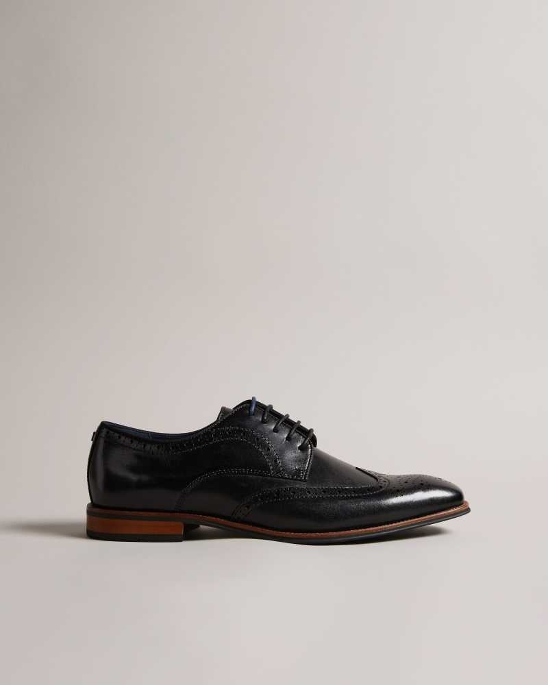 Black Ted Baker Markuse Brogue Detail Derby Shoes | US0002090