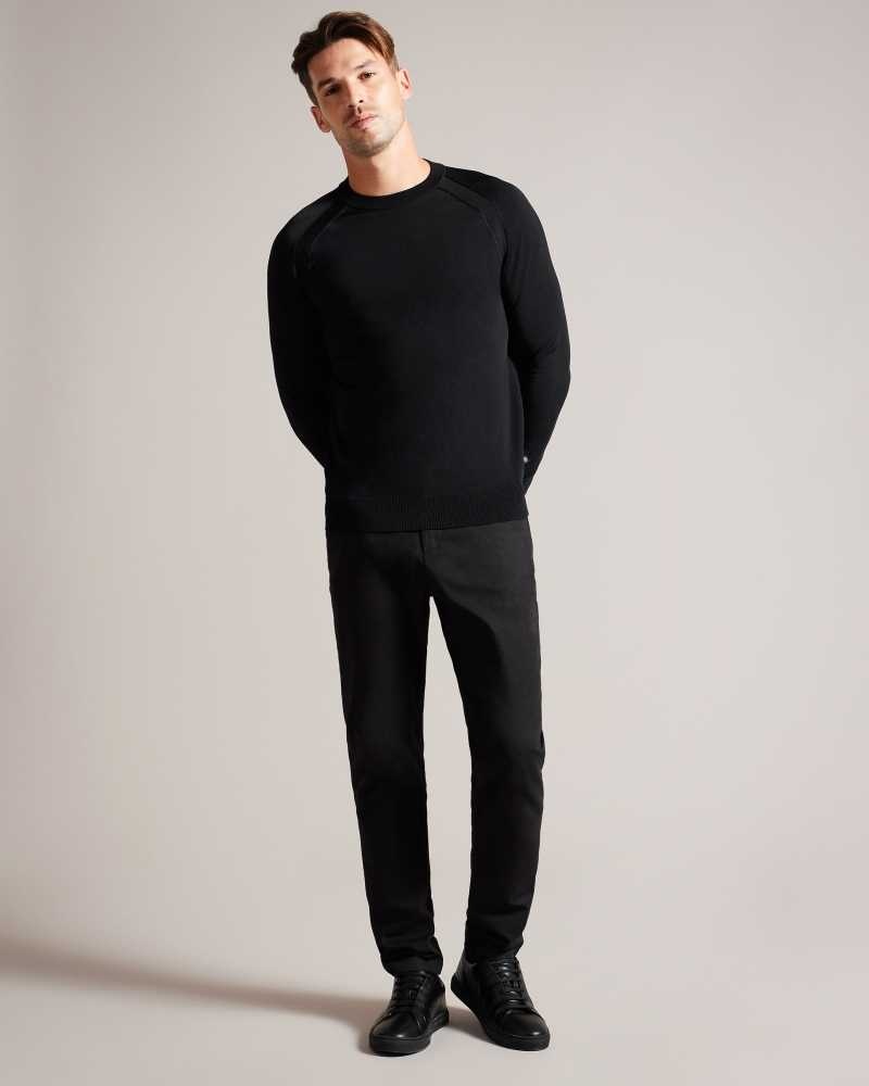 Black Ted Baker Maywo Long Sleeve Saddle Shoulder Jumper | US0000337