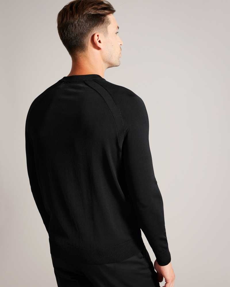 Black Ted Baker Maywo Long Sleeve Saddle Shoulder Jumper | US0000337