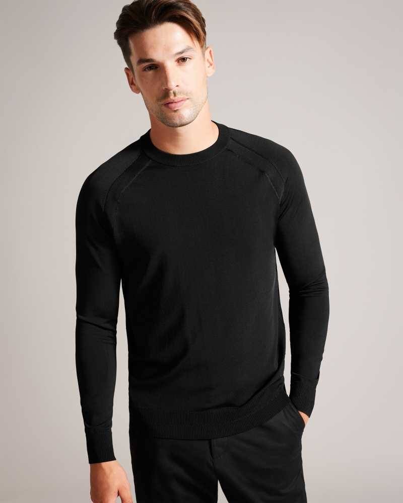 Black Ted Baker Maywo Long Sleeve Saddle Shoulder Jumper | US0000337