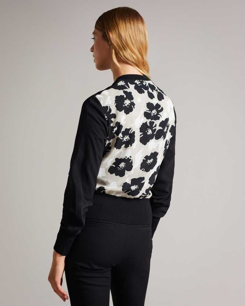 Black Ted Baker Millieo Woven Back Knitted Cardi | US0000382