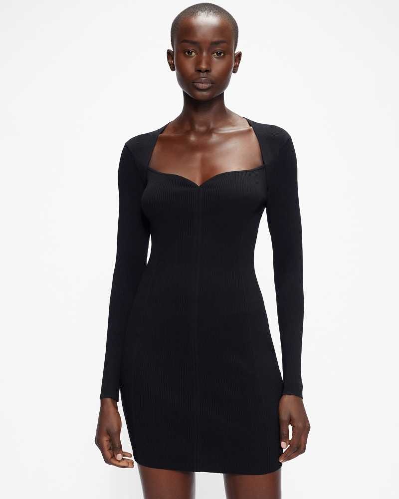 Black Ted Baker Mmeggi Sweetheart neckline knit dress | US0000151