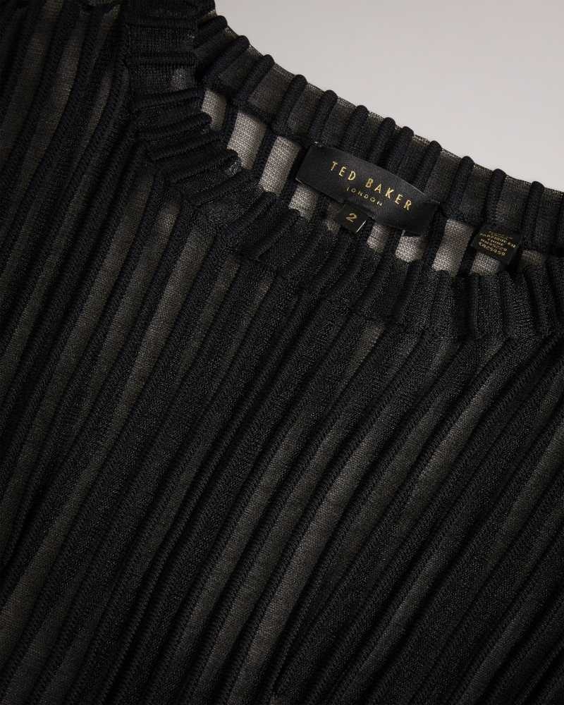 Black Ted Baker Nellay Sheer Striped Knit Jumper | US0000332