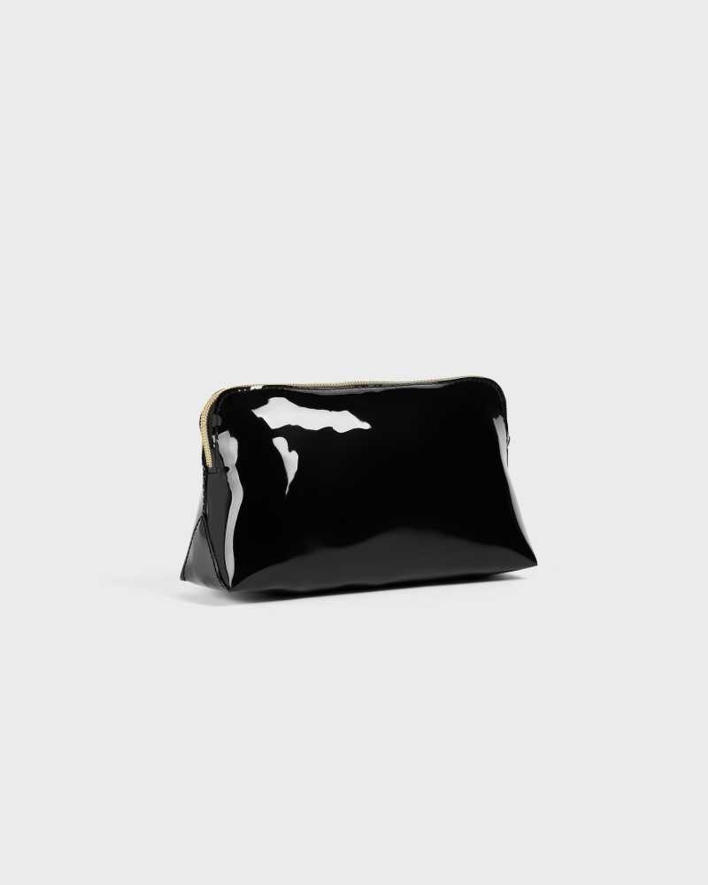 Black Ted Baker Nicolai Glossy Bow Embellished Makeup Bag | US0001391