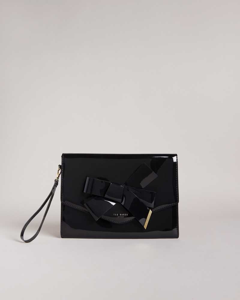 Black Ted Baker Nikkey Knot Bow Envelope Pouch | US0001273