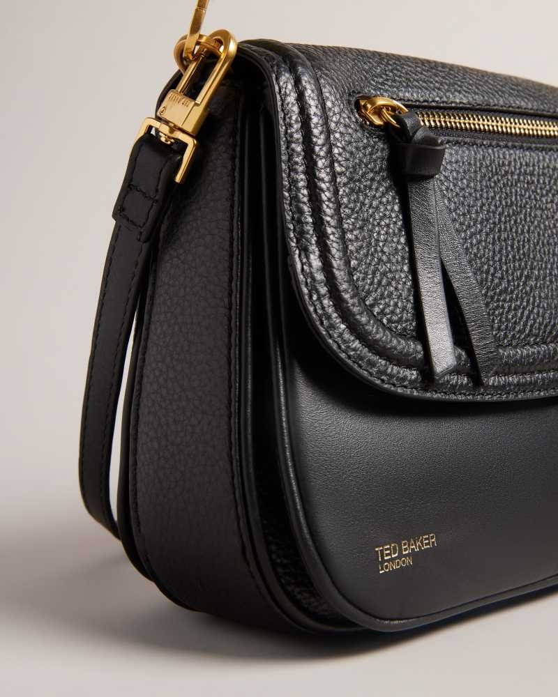 Black Ted Baker Nishat Pebble Leather Shoulder Bag | US0001250