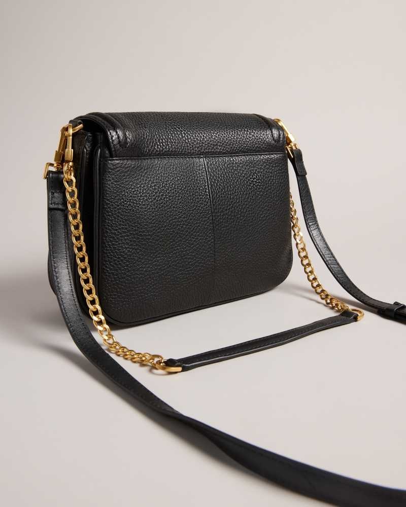 Black Ted Baker Nishat Pebble Leather Shoulder Bag | US0001250