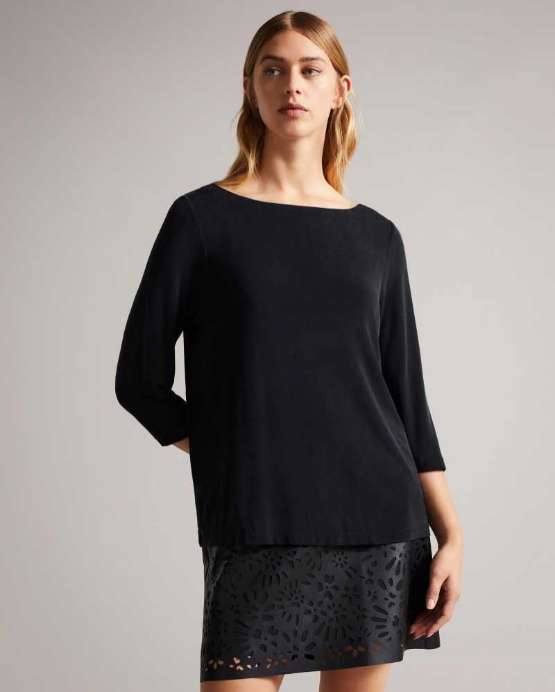 Black Ted Baker Niylah Twist Back Jersey Top | US0000938