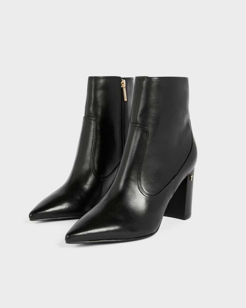 Black Ted Baker Nysha Leather Block Heel Ankle Boot | US0002098