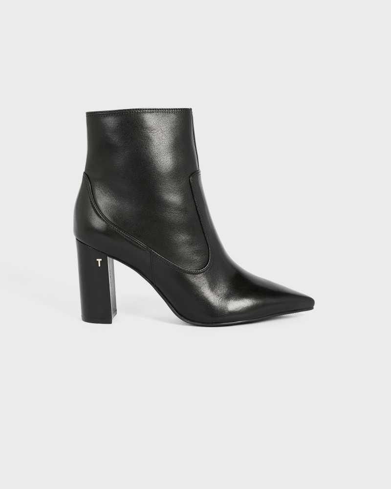 Black Ted Baker Nysha Leather Block Heel Ankle Boot | US0002098