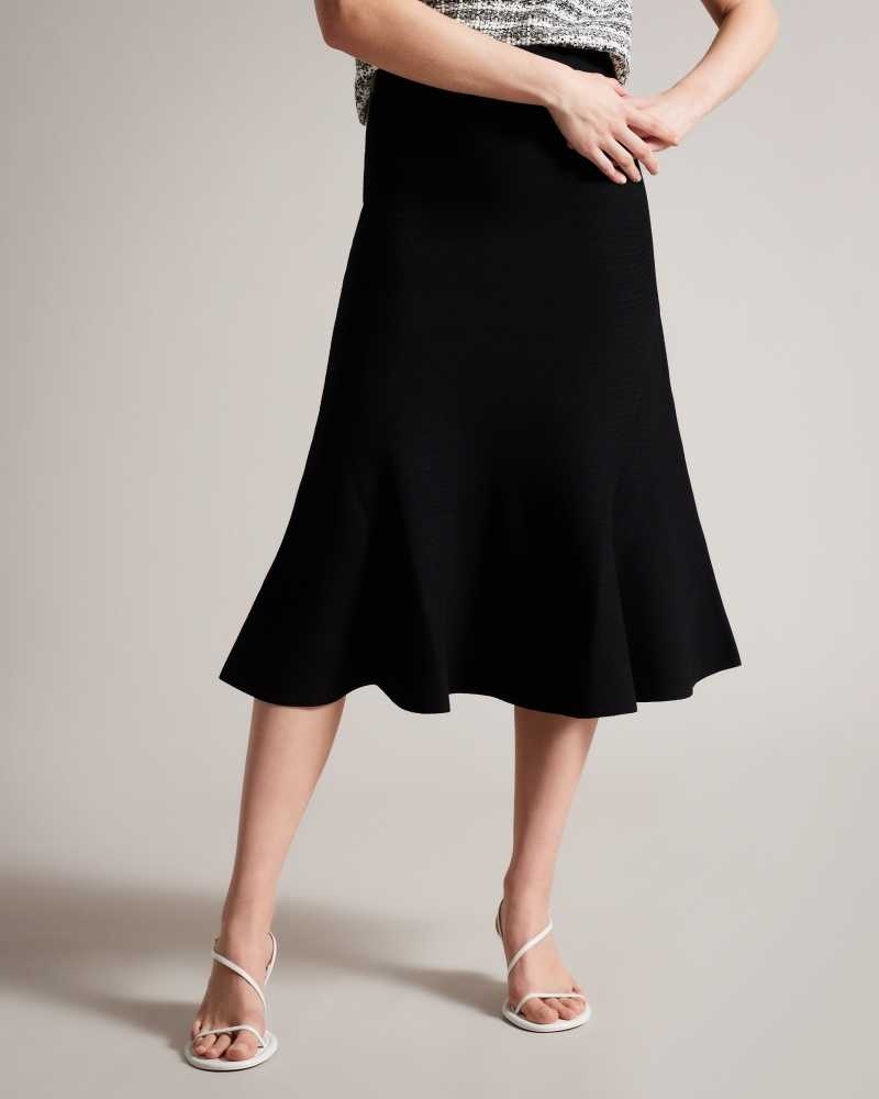 Black Ted Baker Oliviay A Line Knitted Midi Skirt | US0000715