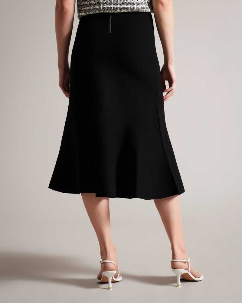 Black Ted Baker Oliviay A Line Knitted Midi Skirt | US0000715