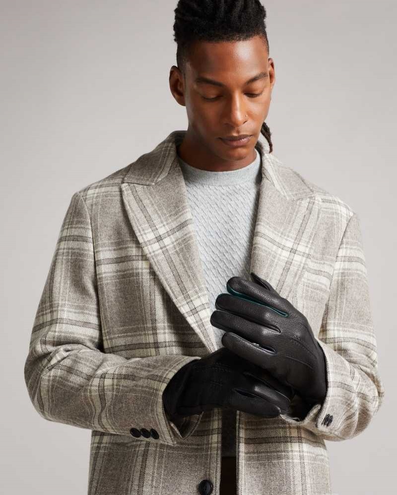 Black Ted Baker Parmed Leather Gloves | US0001681