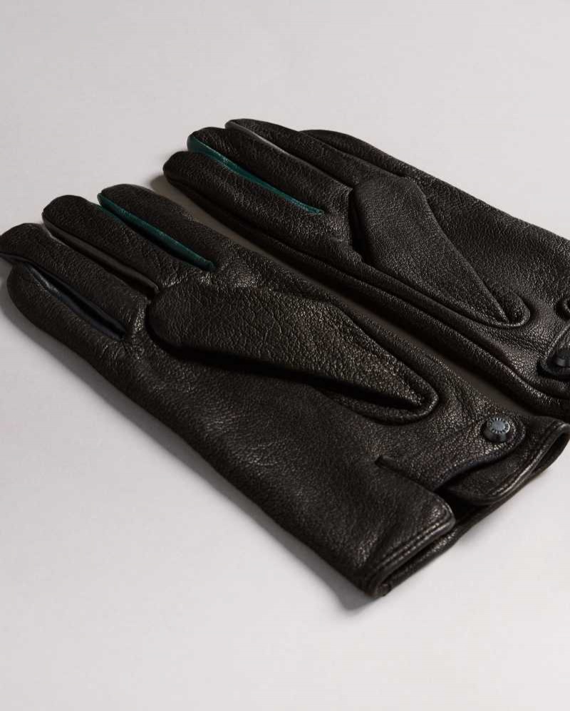 Black Ted Baker Parmed Leather Gloves | US0001681