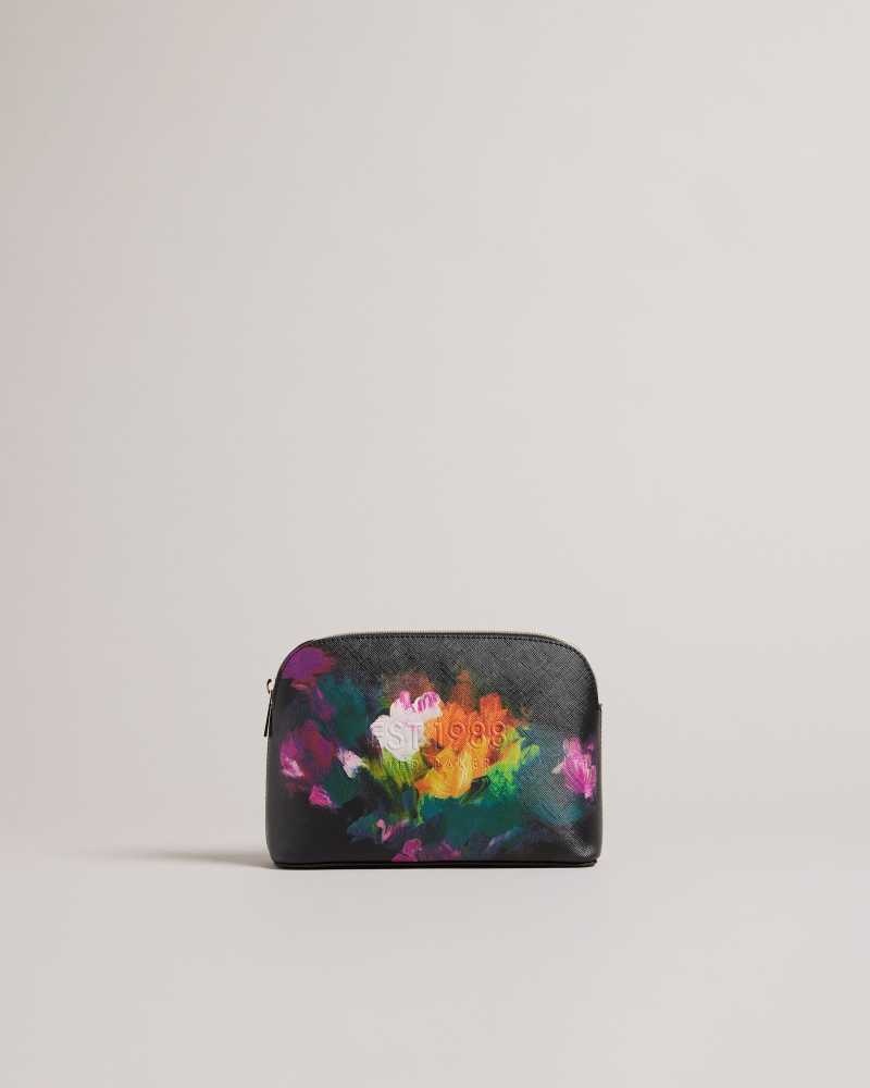 Black Ted Baker Perycon Art Print Makeup Bag | US0001392