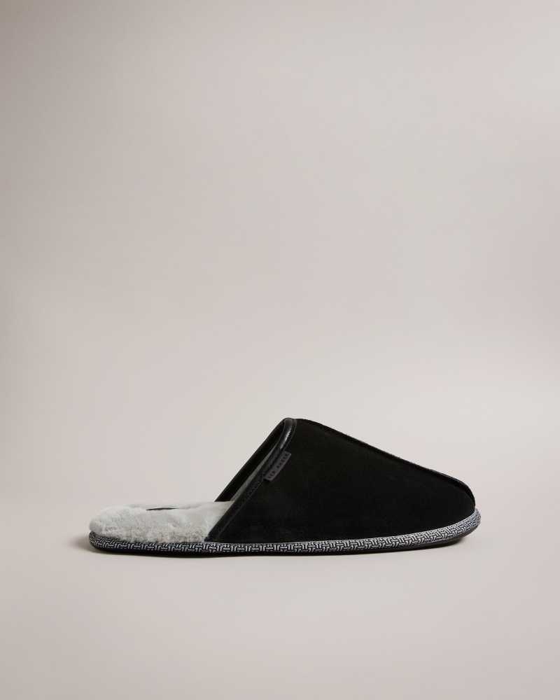 Black Ted Baker Peterr Suede Mule Slipper | US0002165