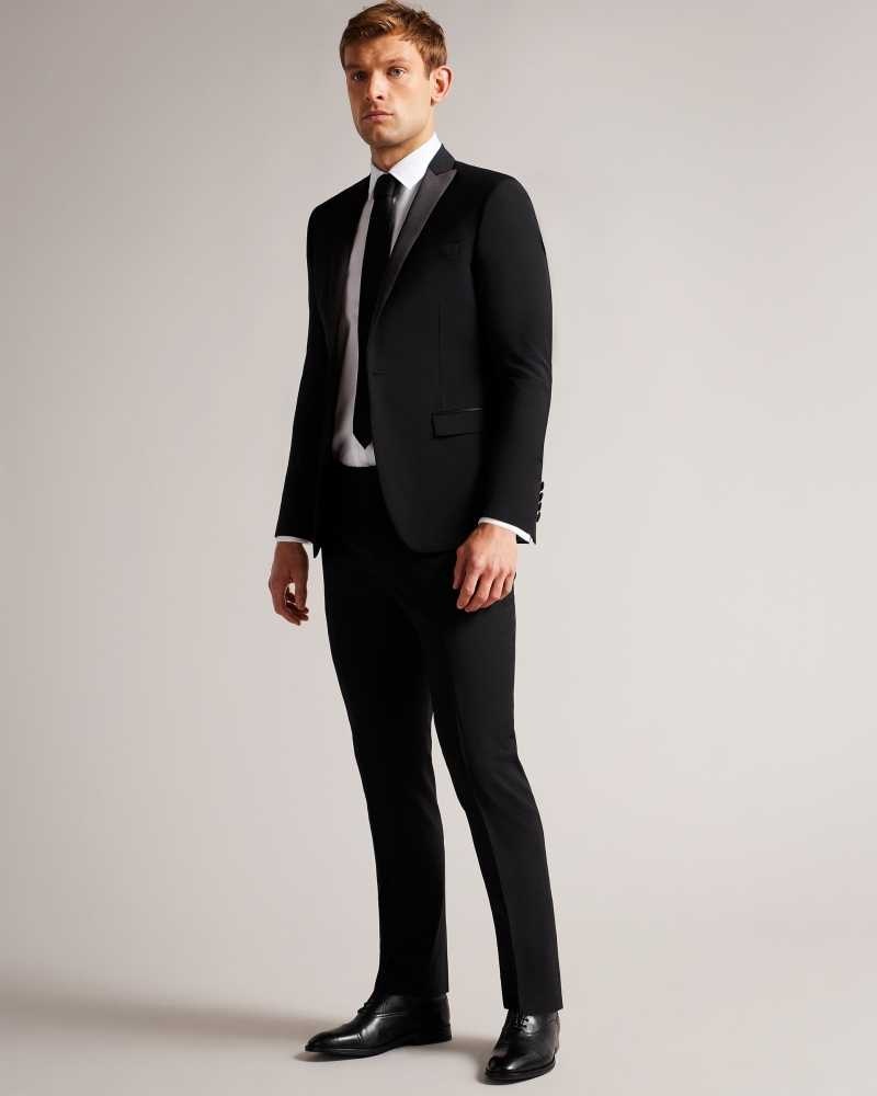 Black Ted Baker Pinets Slim Fit Tuxedo Suit Trousers | US0000761