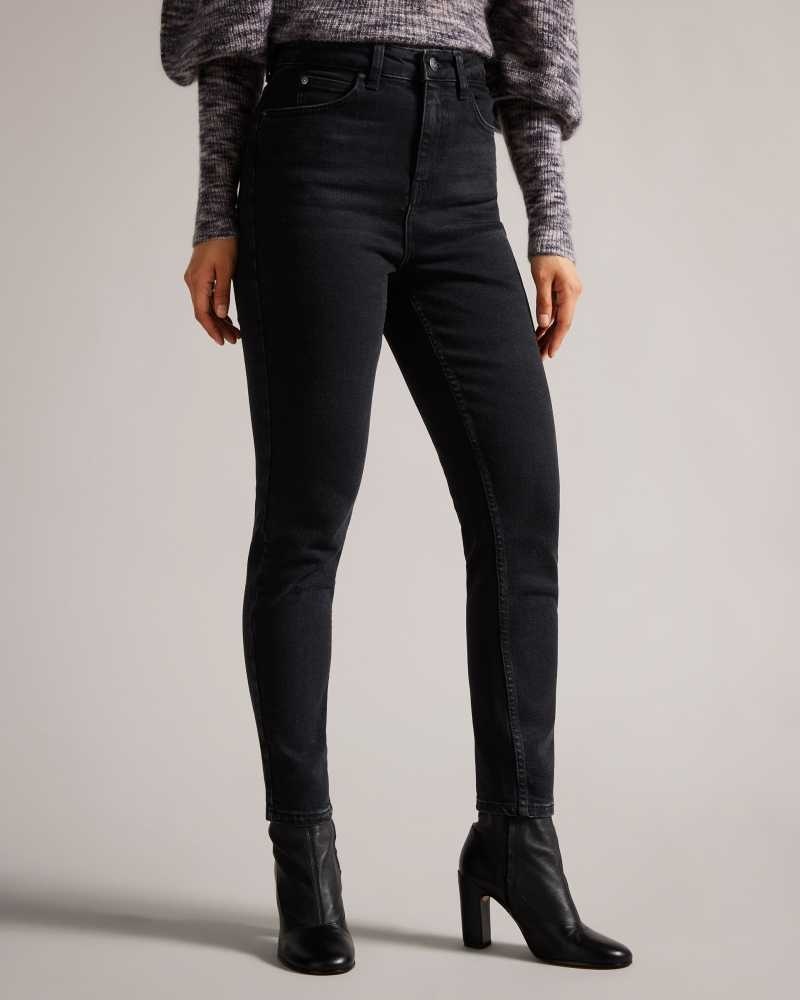 Black Ted Baker Poppiyy Skinny Washed Black Jeans | US0000311