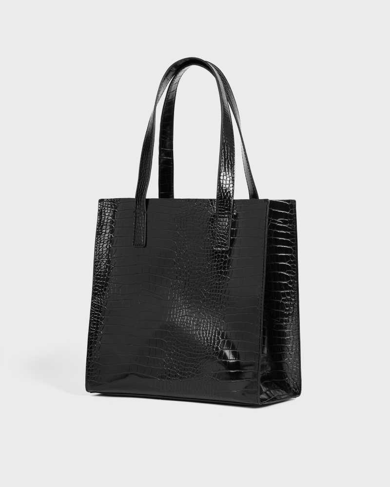 Black Ted Baker Reptcon Croc Detail Small Icon Bag | US0001500