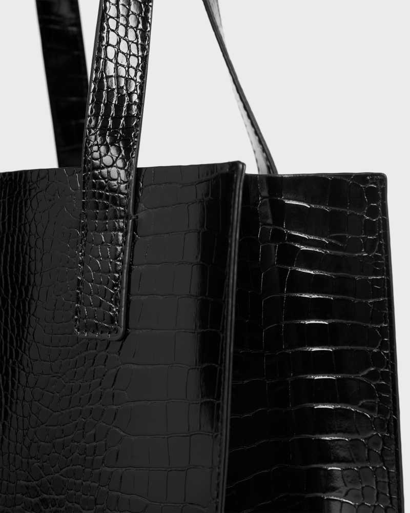 Black Ted Baker Reptcon Croc Detail Small Icon Bag | US0001500