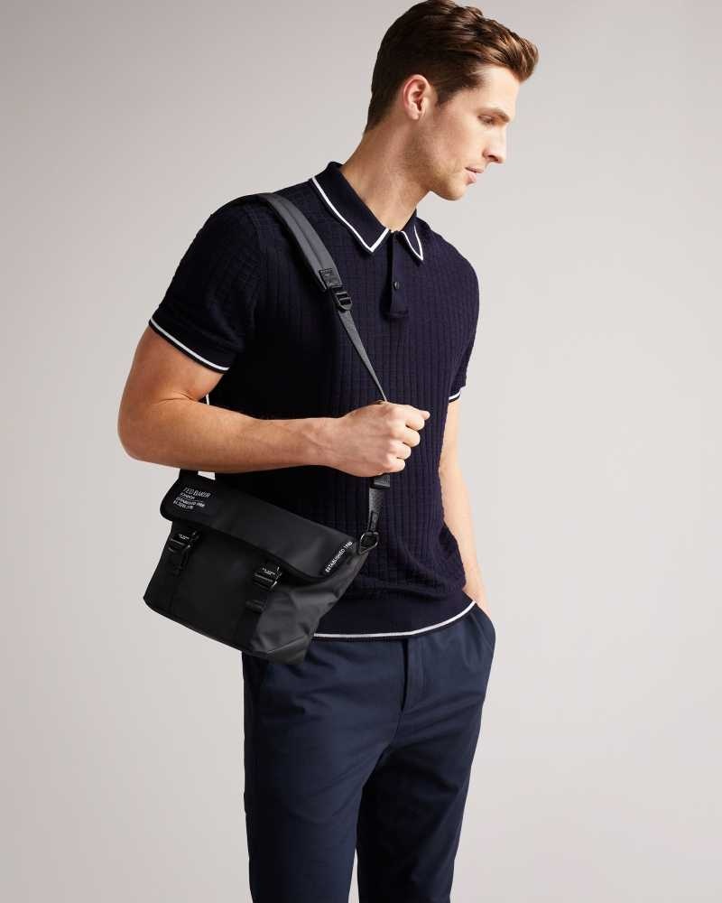 Black Ted Baker Running Rubberised Crossbody Bag | US0001335