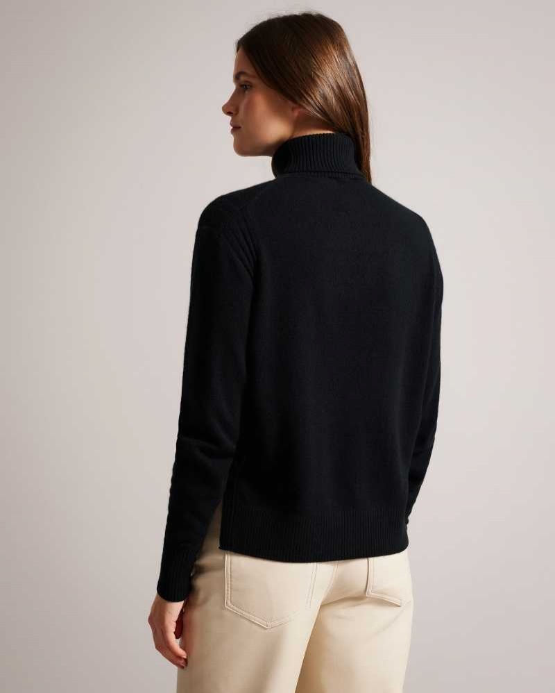 Black Ted Baker Ruthell Organic Cashmere Roll Neck Jumper | US0000320