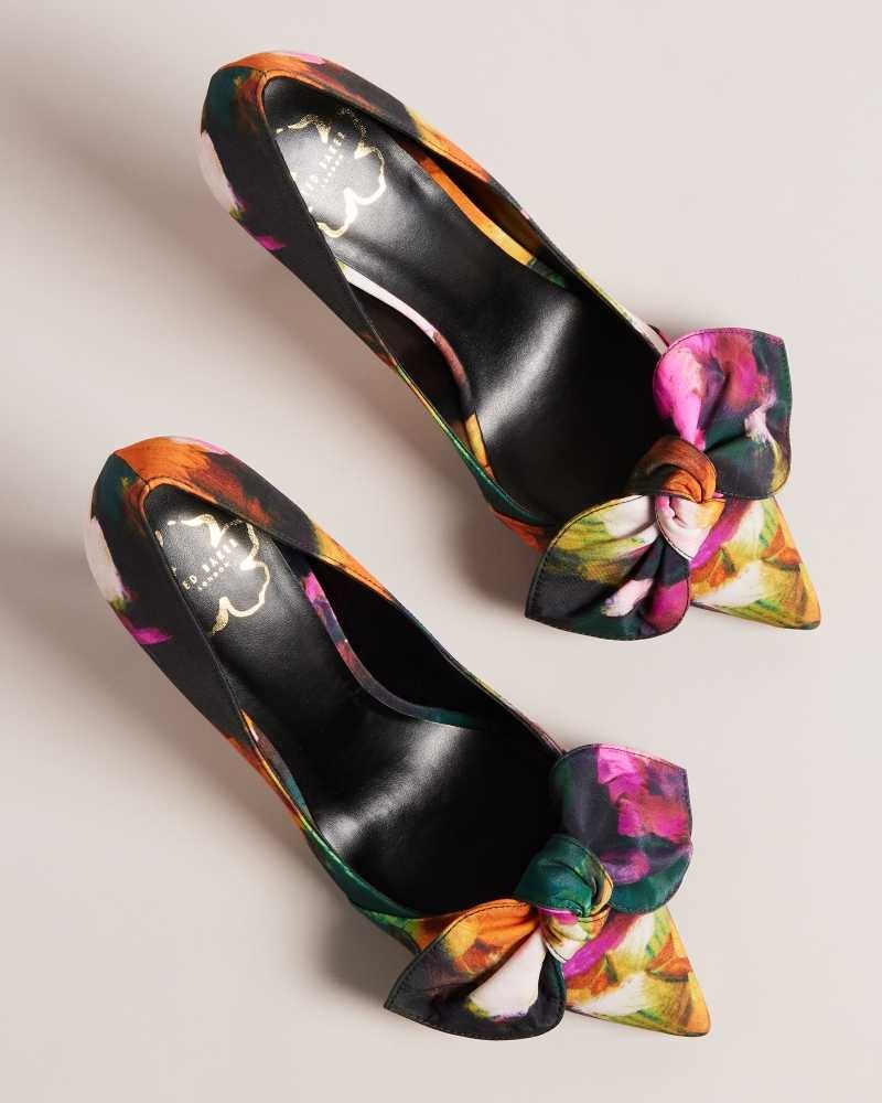 Black Ted Baker Ryoh Art Print Heeled Court Shoes | US0002111