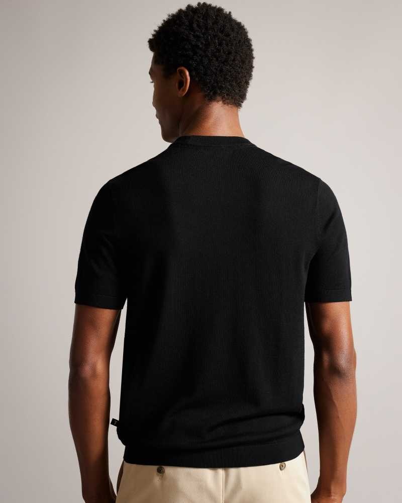 Black Ted Baker Senti Short Sleeve Knitted T-Shirt | US0000372