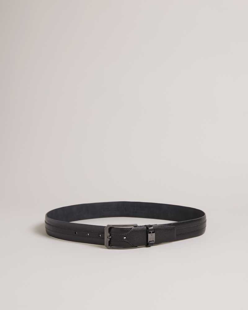 Black Ted Baker Siymon Mixed Texture Leather Belt | US0001603