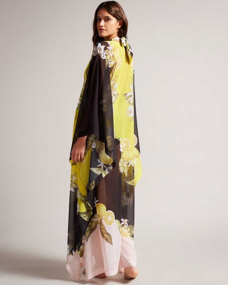 Black Ted Baker Sopheya Lemon Print Maxi Cover Up | US0000838