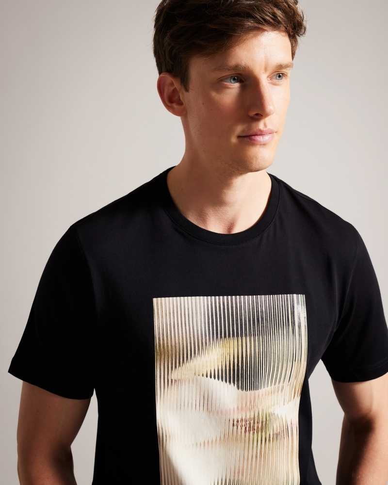 Black Ted Baker Species Short Sleeve Abstract Graphic T-Shirt | US0000867