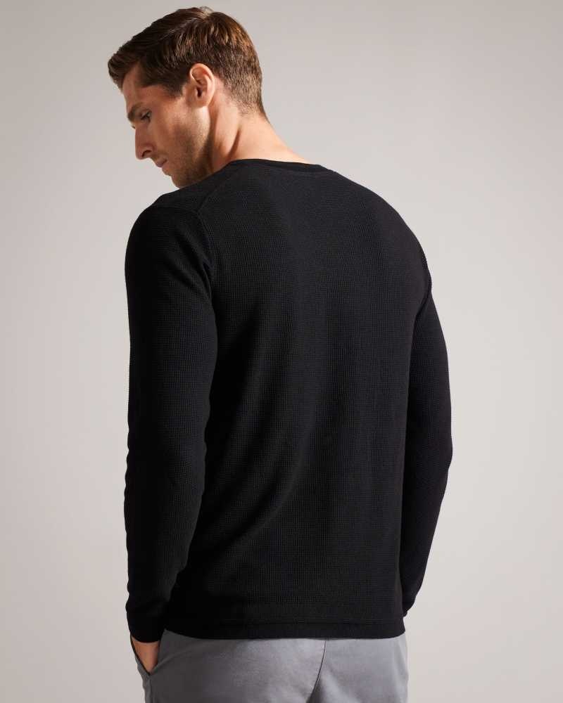 Black Ted Baker Staylay Textured crew neck jumper | US0000385