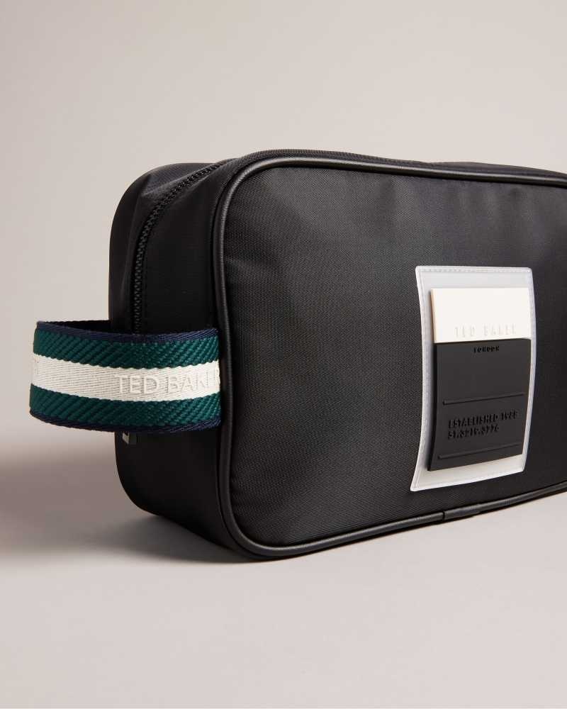 Black Ted Baker Tabcard Nylon Washbag | US0001582