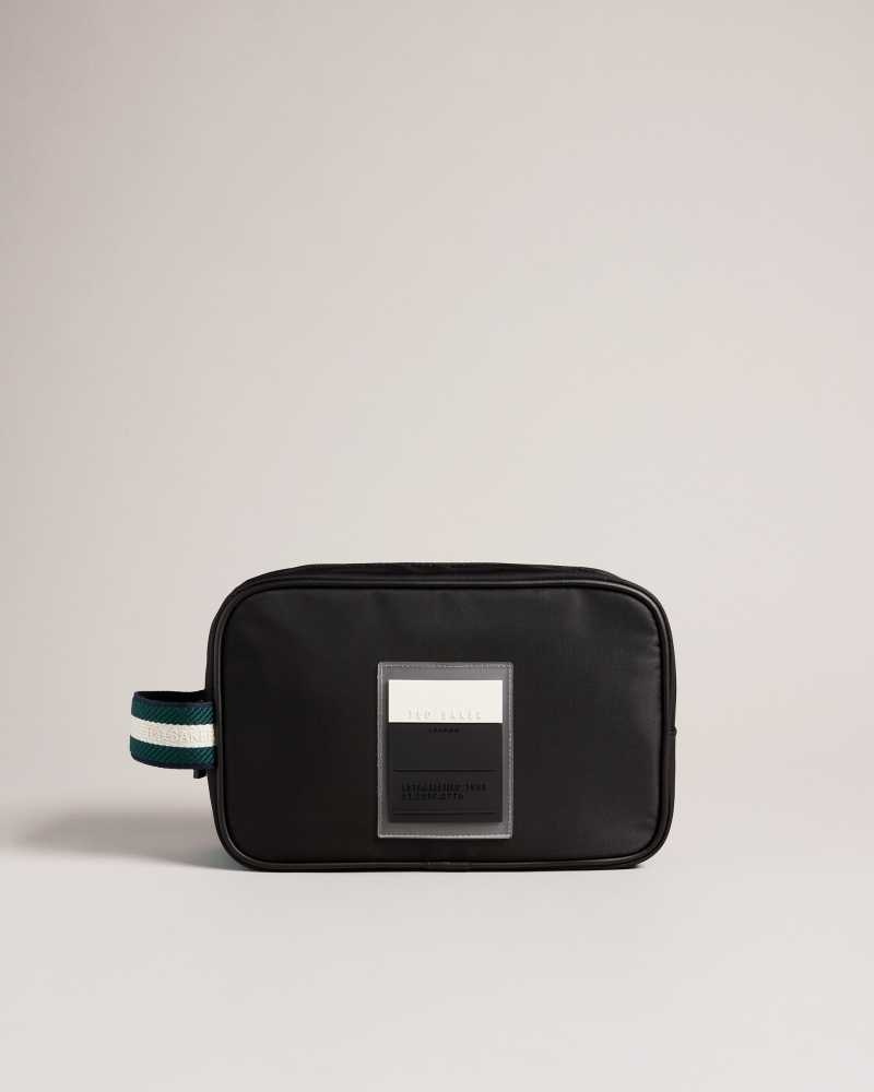 Black Ted Baker Tabcard Nylon Washbag | US0001582