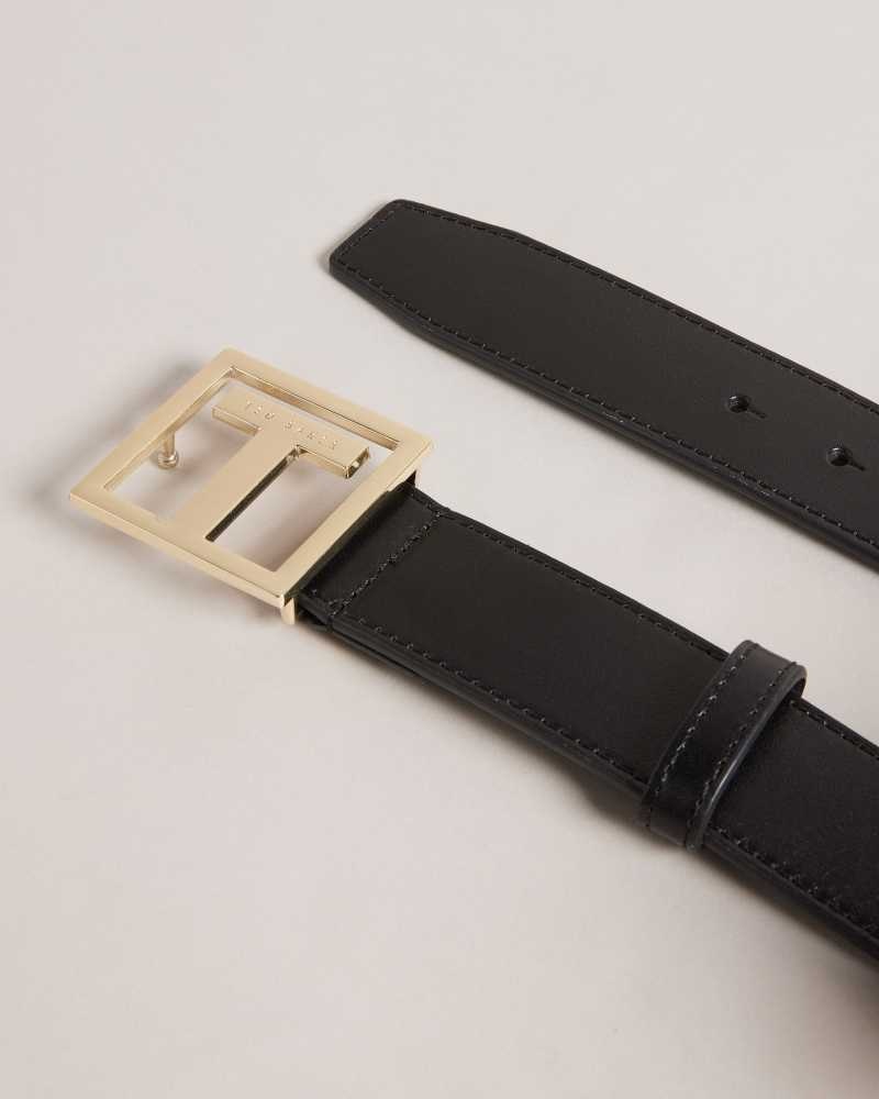 Black Ted Baker Teelyy T Buckle Belt | US0001618