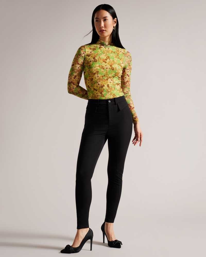 Black Ted Baker Tesia Panelled Trousers | US0001140