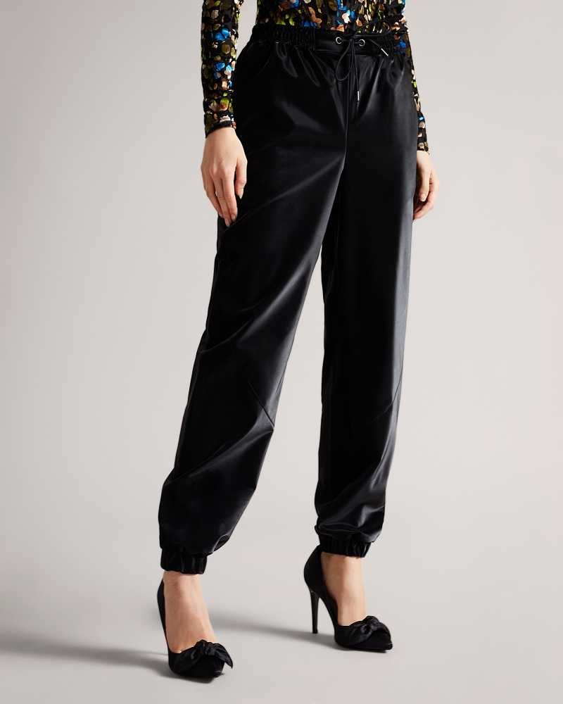 Black Ted Baker Thorina Satin Relaxed Jogger | US0001103