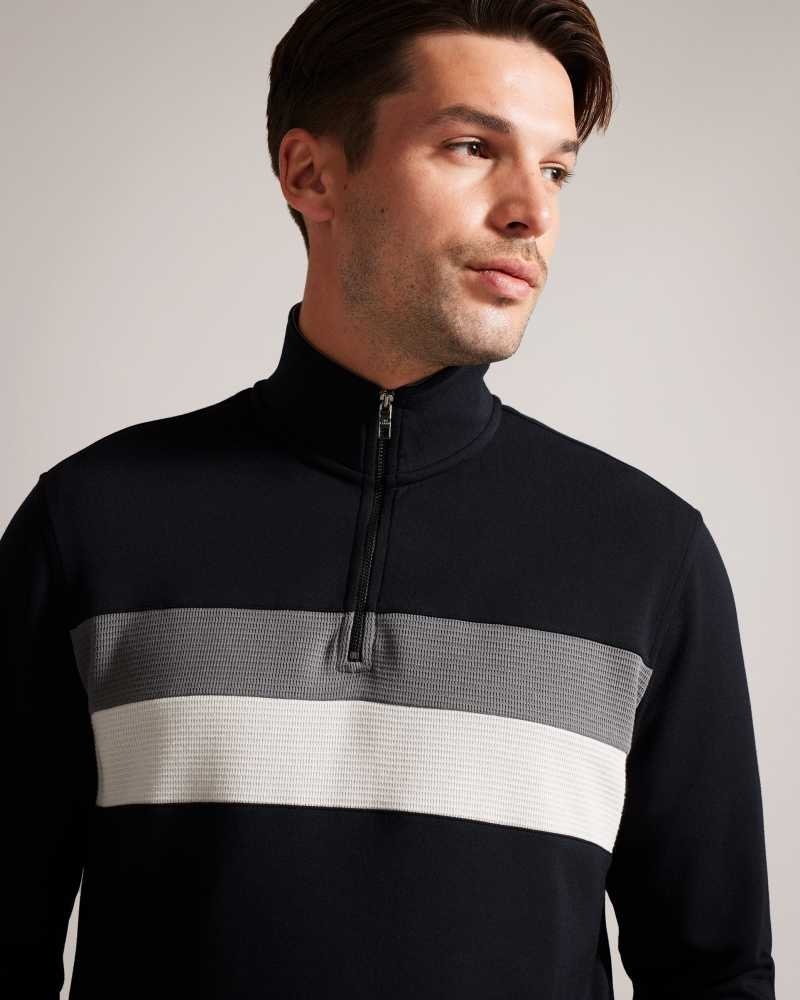 Black Ted Baker Veller Long Sleeve Half Zip Jumper | US0000350