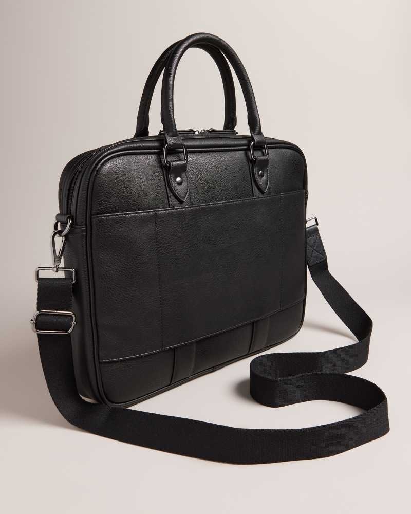 Black Ted Baker Waymon House Check PU Document Bag | US0001378