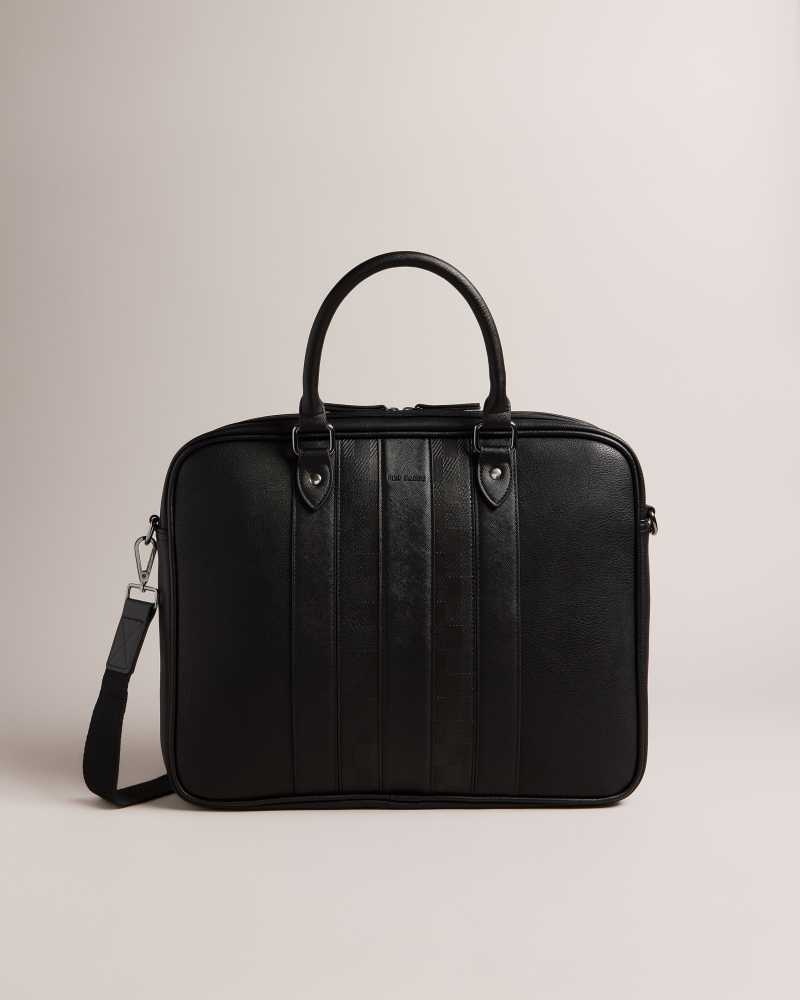 Black Ted Baker Waymon House Check PU Document Bag | US0001378