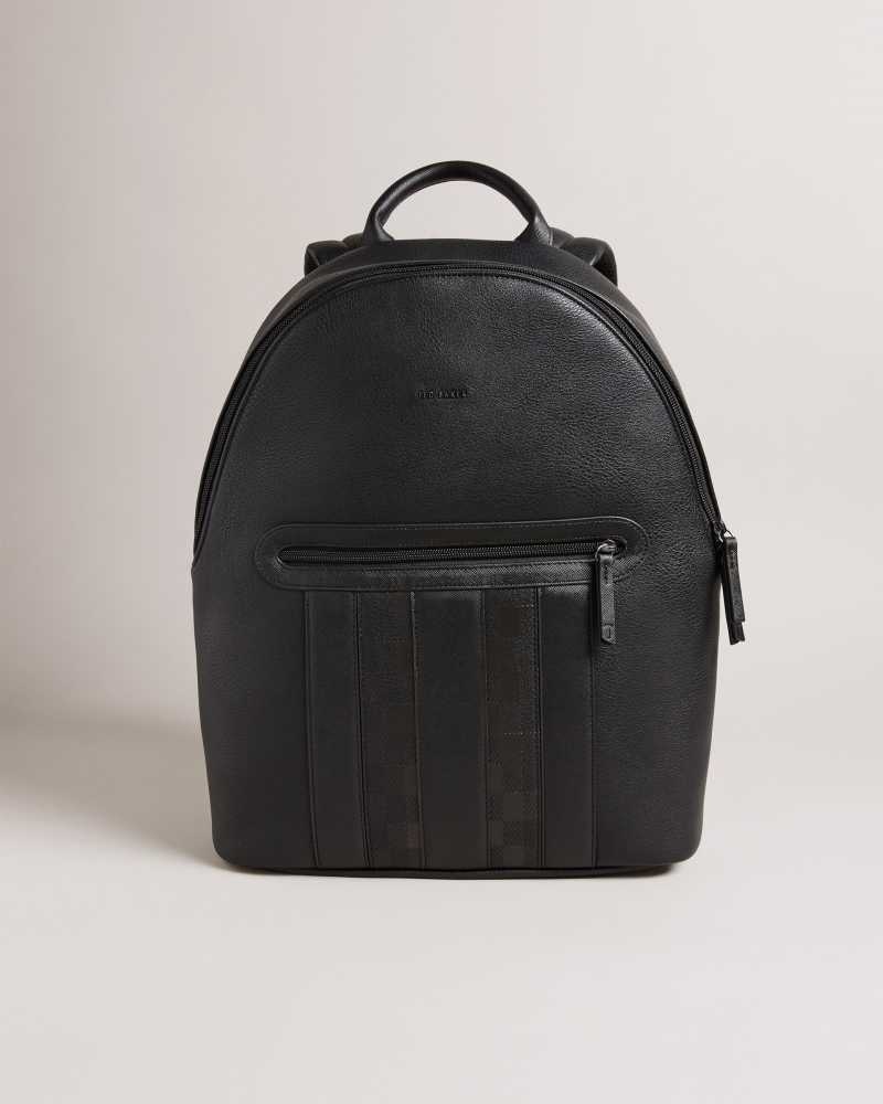 Black Ted Baker Waynor House Check PU Backpack | US0001232