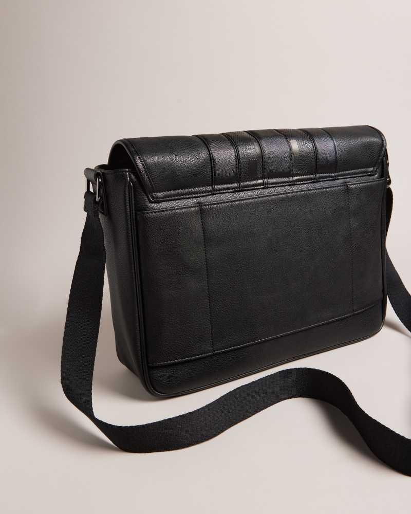 Black Ted Baker Wayvon House Check PU Messenger Bag | US0001339