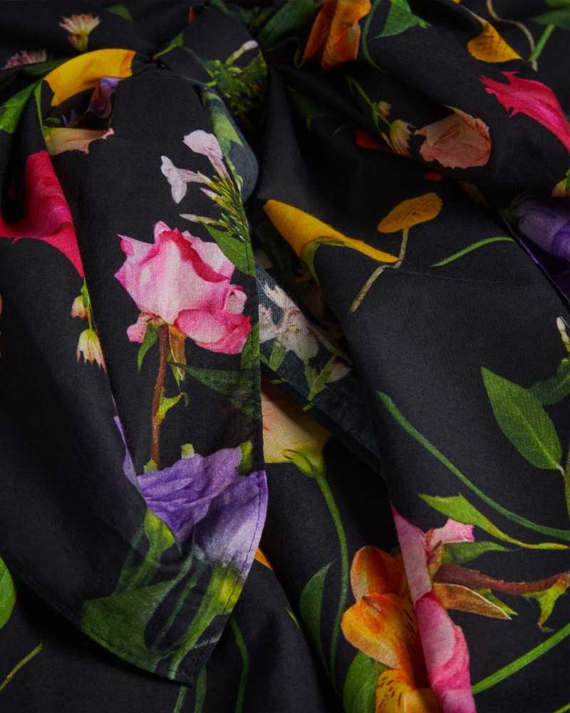 Black Ted Baker Wendyyy Floral Print Beach Sarong | US0000852