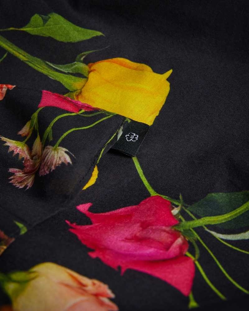 Black Ted Baker Wendyyy Floral Print Beach Sarong | US0000852