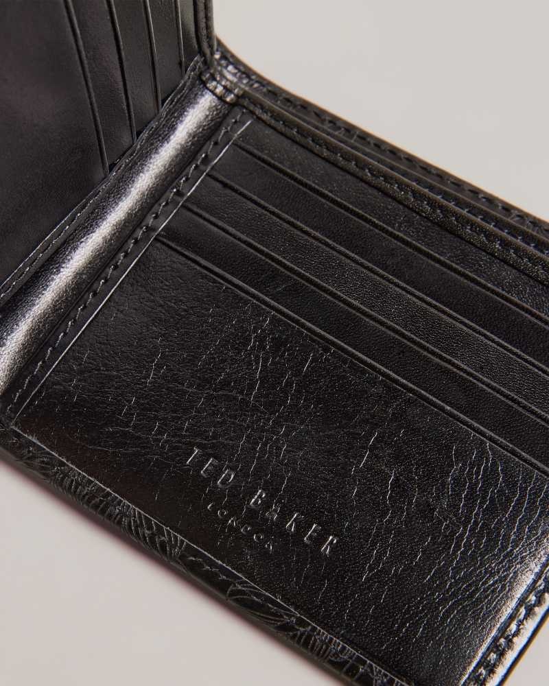 Black Ted Baker Winry Laser Etched Leaf Bifold Wallet Wallets | US0001551