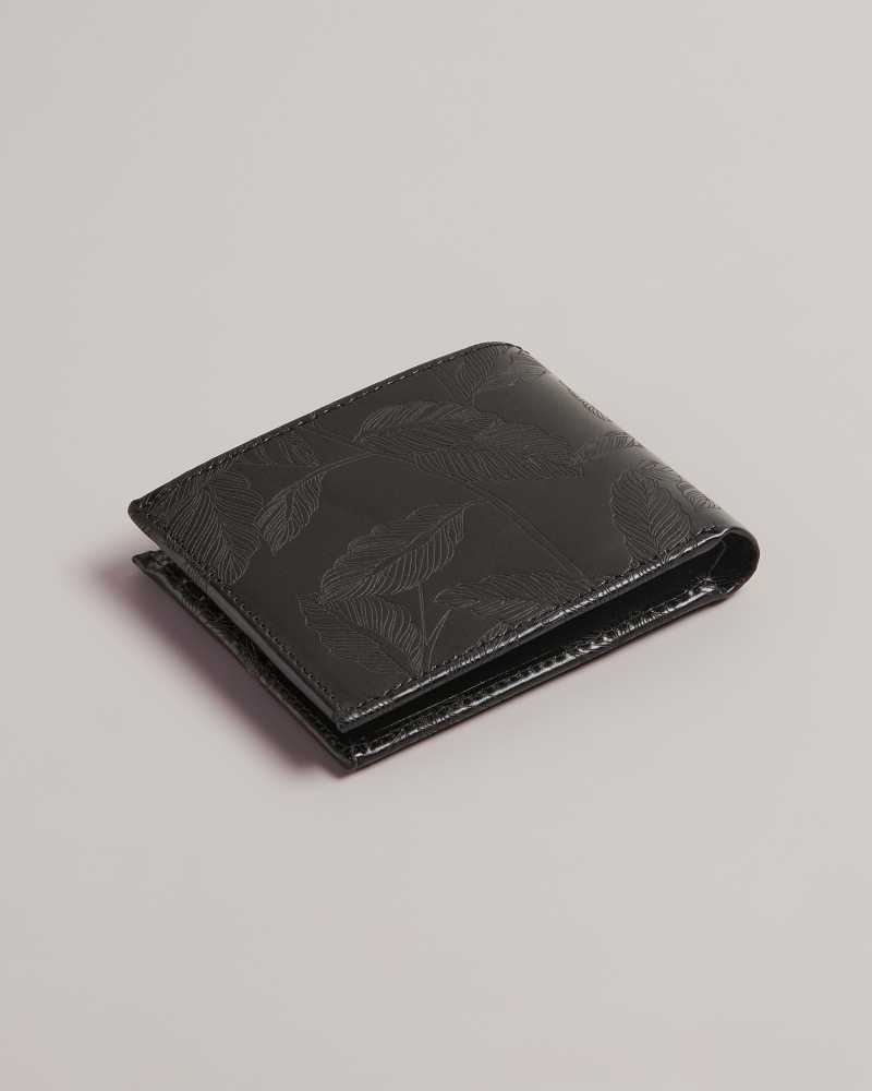 Black Ted Baker Winry Laser Etched Leaf Bifold Wallet Wallets | US0001551